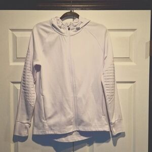 Aviation White Hooded Zip Front Sweatshirt